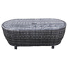 Cali Outdoor Coffee Table 46 Inch Oval Aluminum Woven Gray Black By Casagear Home BM321198