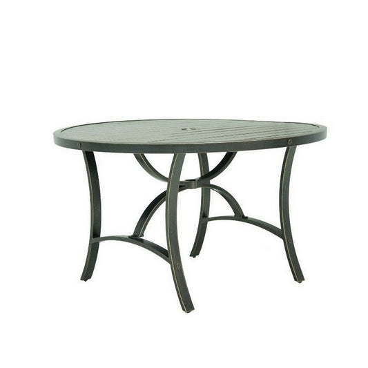 Vale Outdoor Patio Dining Table, 48 Inch Round Top, Aluminum, Antique Brown By Casagear Home