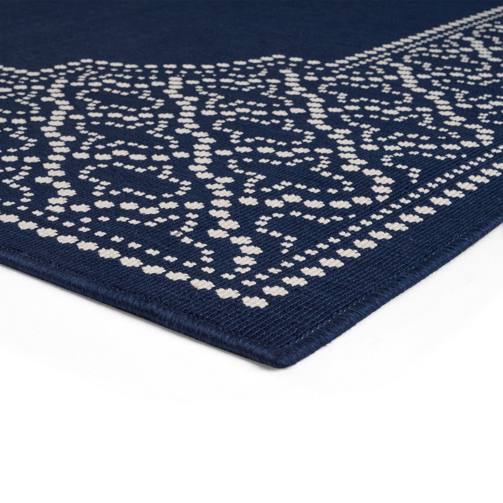 Marina Area Rug Rectangular 5 x 7 Indoor Outdoor Navy Blue and White By Casagear Home BM321205