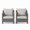 Annie Outdoor Accent Chair Set of 2, Silver, Cushions, Gray Rattan, Iron By Casagear Home