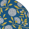 Ira Area Rug Round 8 x 8 Blue Indoor Outdoor White Yellow Floral Design By Casagear Home BM321214