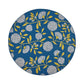 Ira Area Rug, Round 8 x 8, Blue Indoor Outdoor, White, Yellow Floral Design By Casagear Home