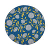 Ira Area Rug, Round 8 x 8, Blue Indoor Outdoor, White, Yellow Floral Design By Casagear Home