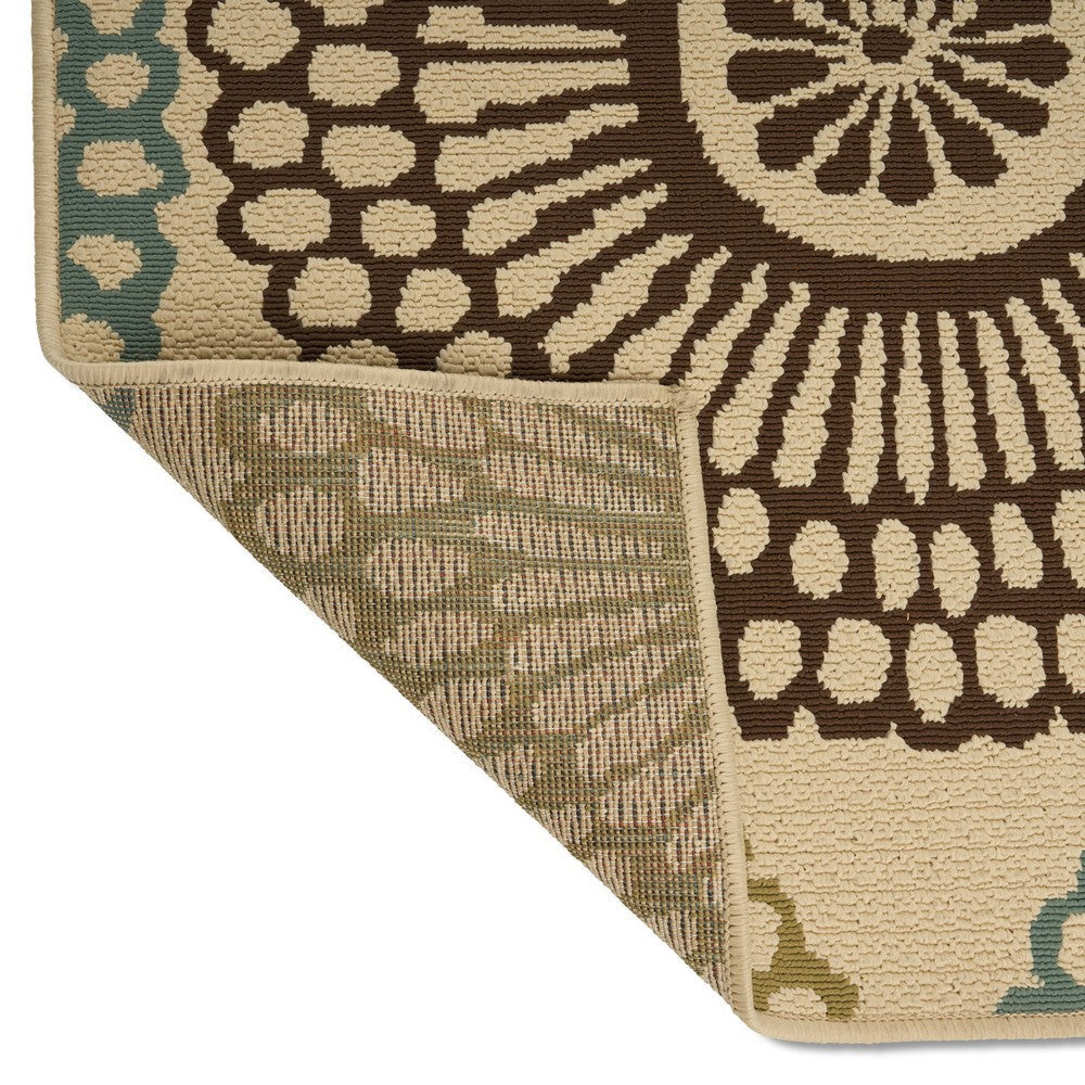 Monis Area Rug Rectangular 5 x 7 Beige Indoor Outdoor Medallion Pattern By Casagear Home BM321218