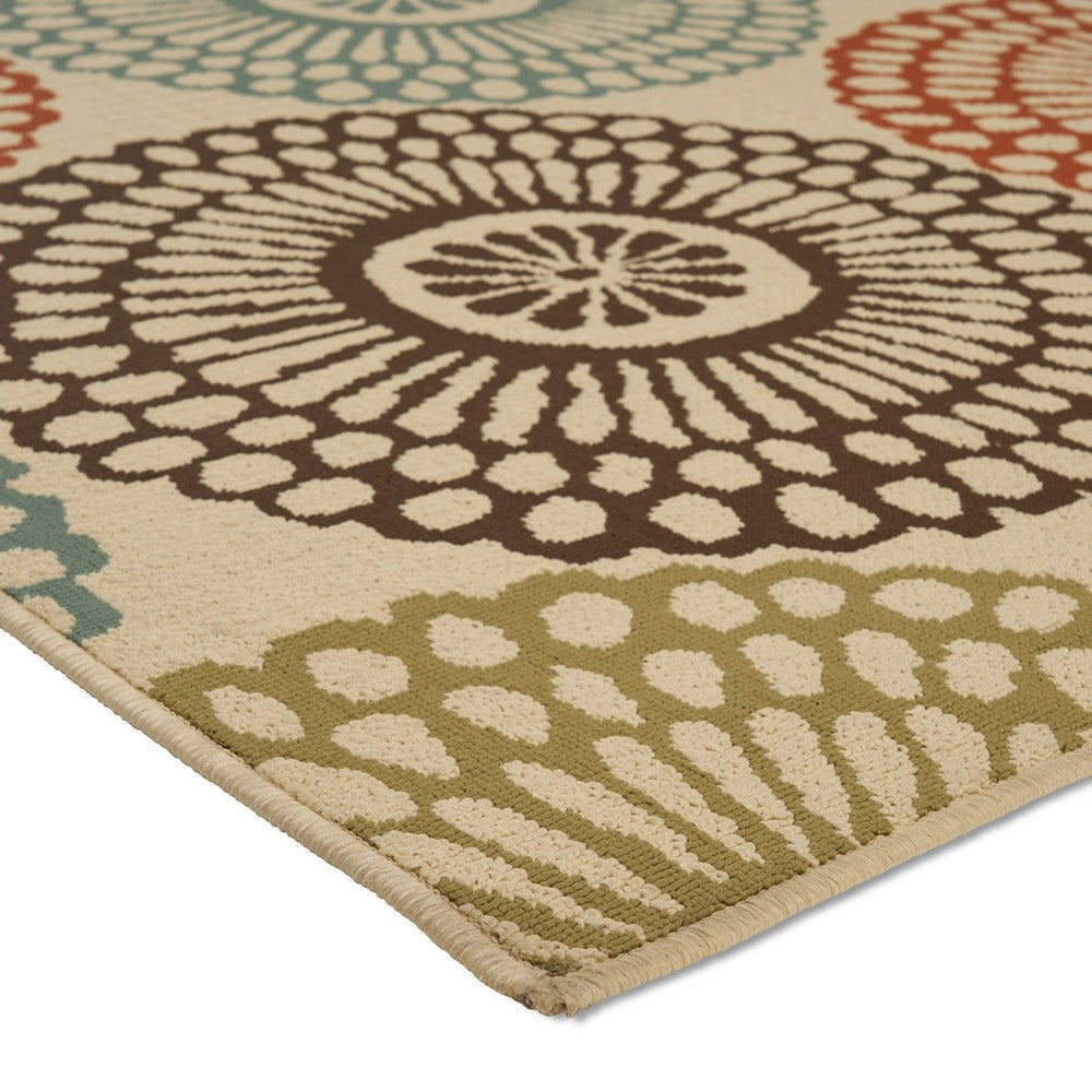 Monis Area Rug Rectangular 5 x 7 Beige Indoor Outdoor Medallion Pattern By Casagear Home BM321218