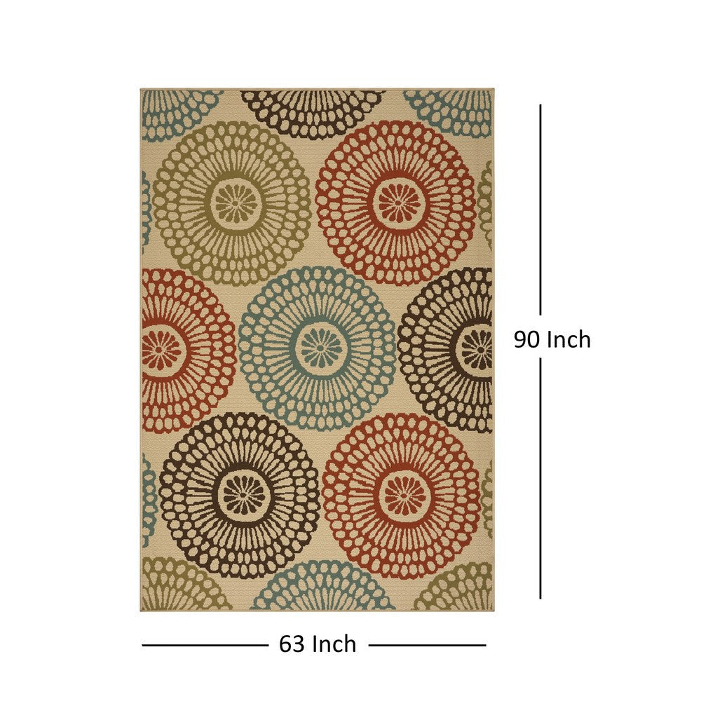 Monis Area Rug Rectangular 5 x 7 Beige Indoor Outdoor Medallion Pattern By Casagear Home BM321218