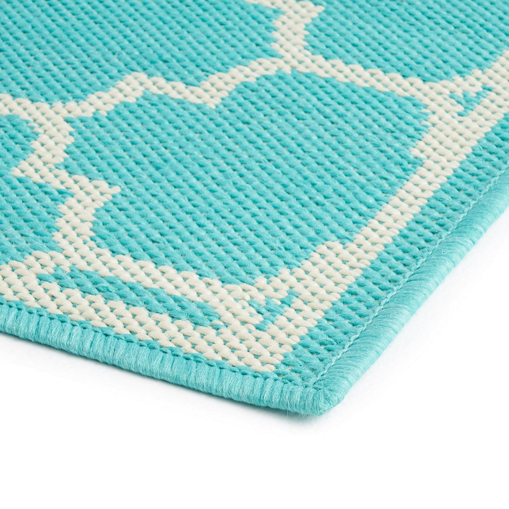 Mig Area Rug Rectangular 5 x 7 Handcrafted Teal Ivory Indoor Outdoor By Casagear Home BM321221