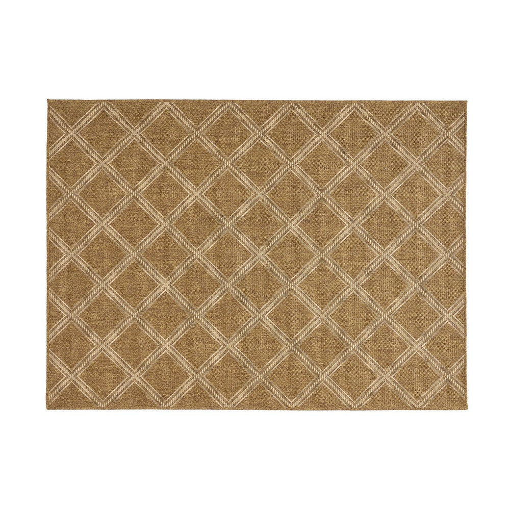 Nicks Area Rug, Rectangular 5 x 7, Brown Indoor Outdoor Diamond Pattern By Casagear Home