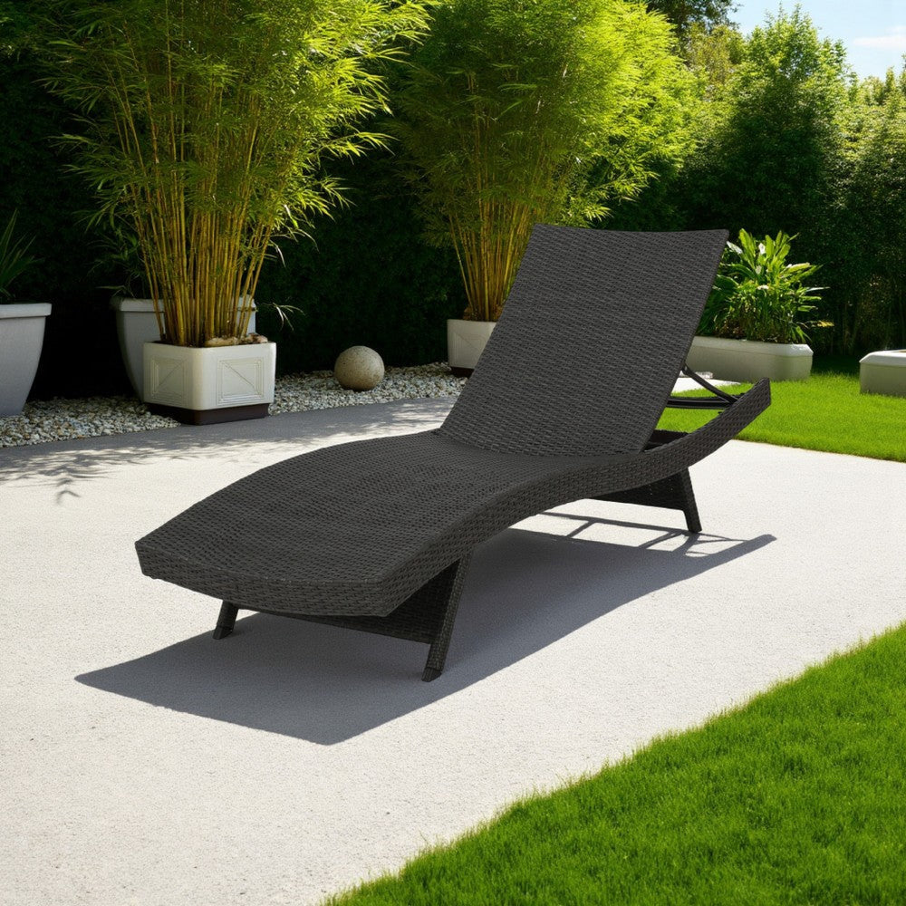 Mach Chaise Lounger, Dark Gray Rattan Wicker Frame, Outdoor, 79 Inch By Casagear Home