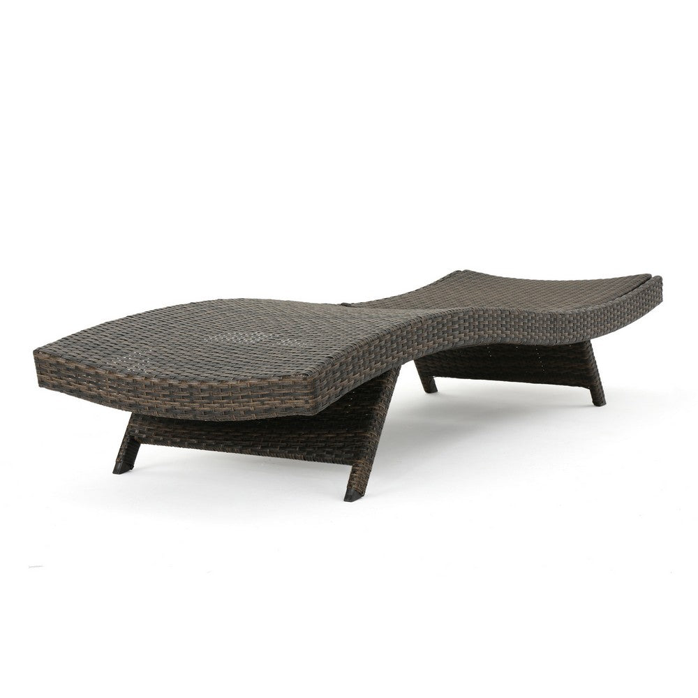 Mach Chaise Lounger, Mocha Brown Outdoor Rattan Wicker, Curved, 79 Inch By Casagear Home