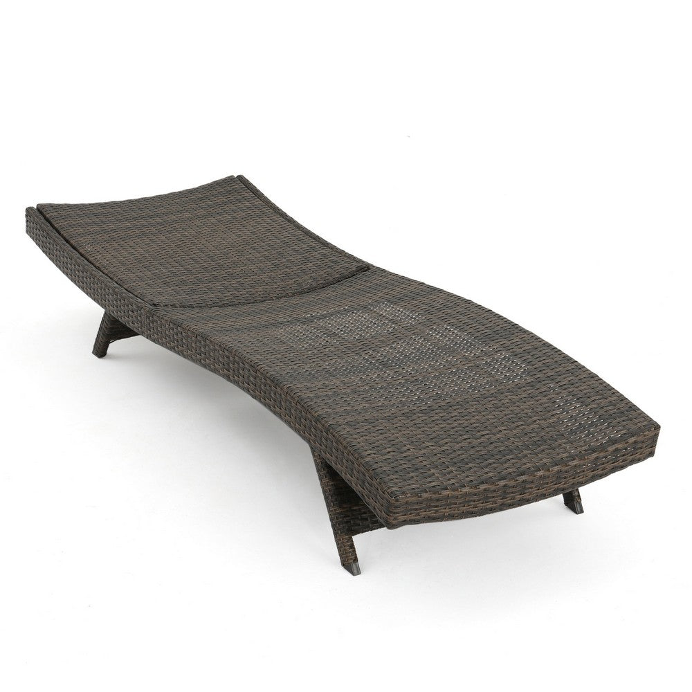 Mach Chaise Lounger, Mocha Brown Outdoor Rattan Wicker, Curved, 79 Inch By Casagear Home