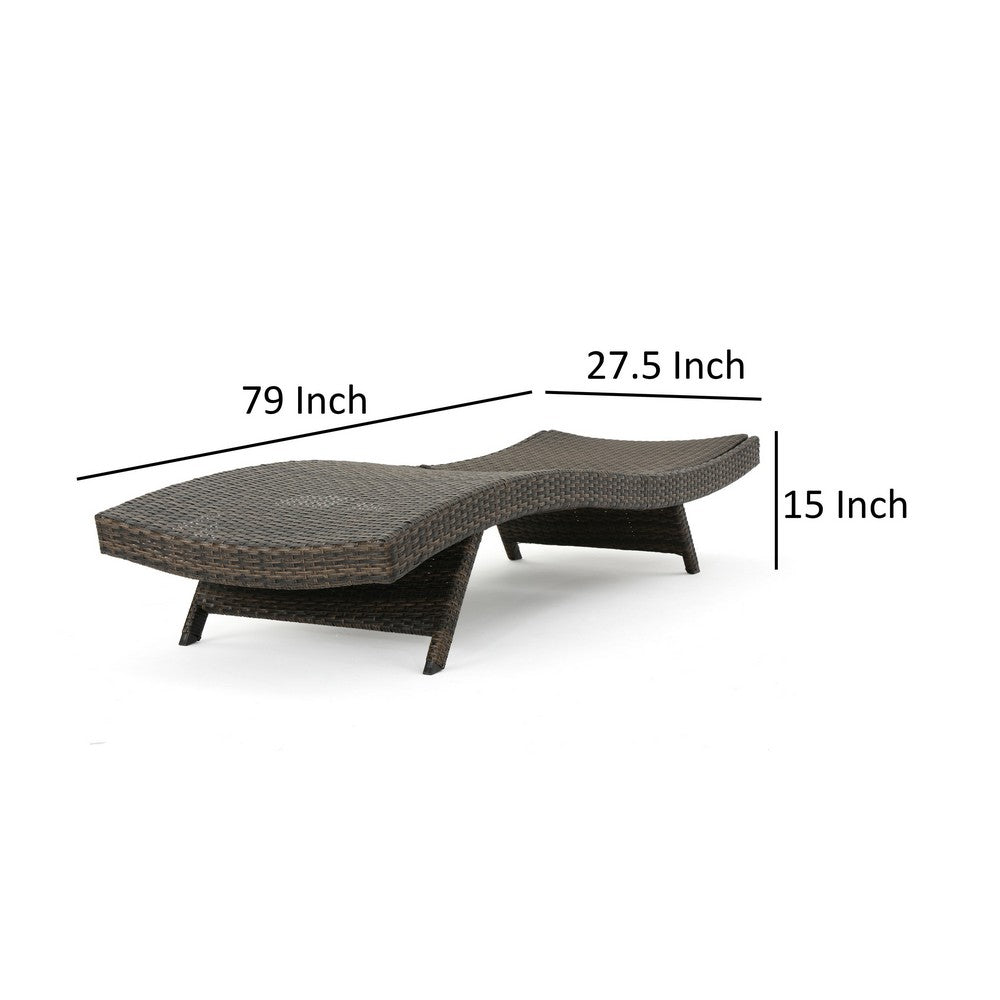 Mach Chaise Lounger, Mocha Brown Outdoor Rattan Wicker, Curved, 79 Inch By Casagear Home