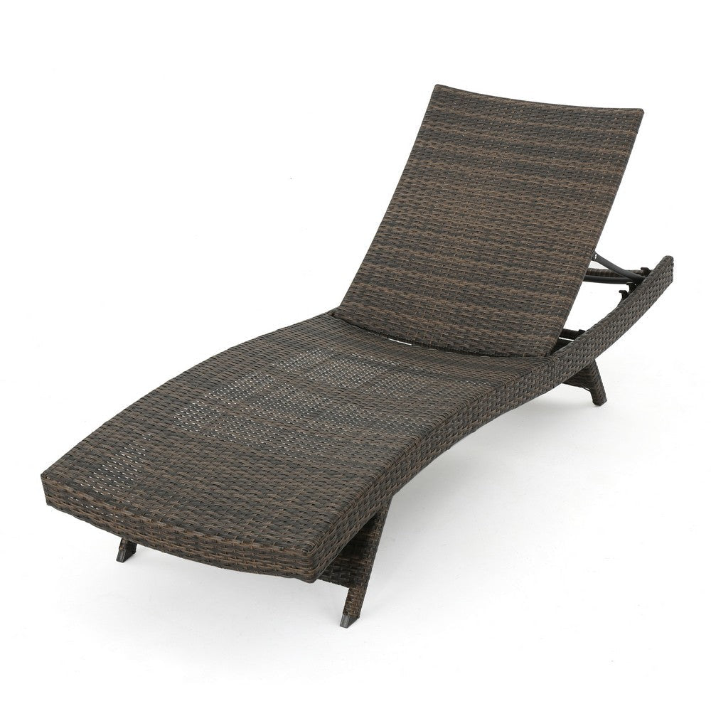 Mach Chaise Lounger, Mocha Brown Outdoor Rattan Wicker, Curved, 79 Inch By Casagear Home