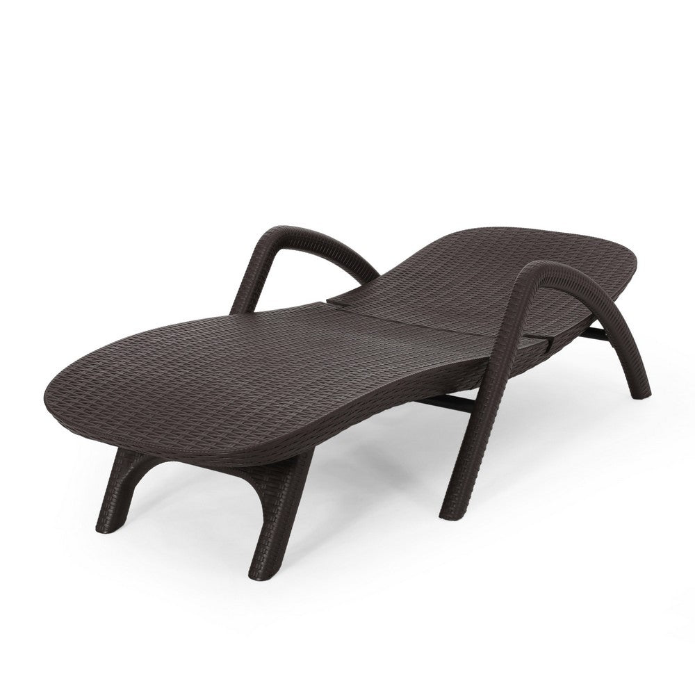 Michael Chaise Lounger, Dark Brown Outdoor Resin Wicker Frame, 77 Inch By Casagear Home