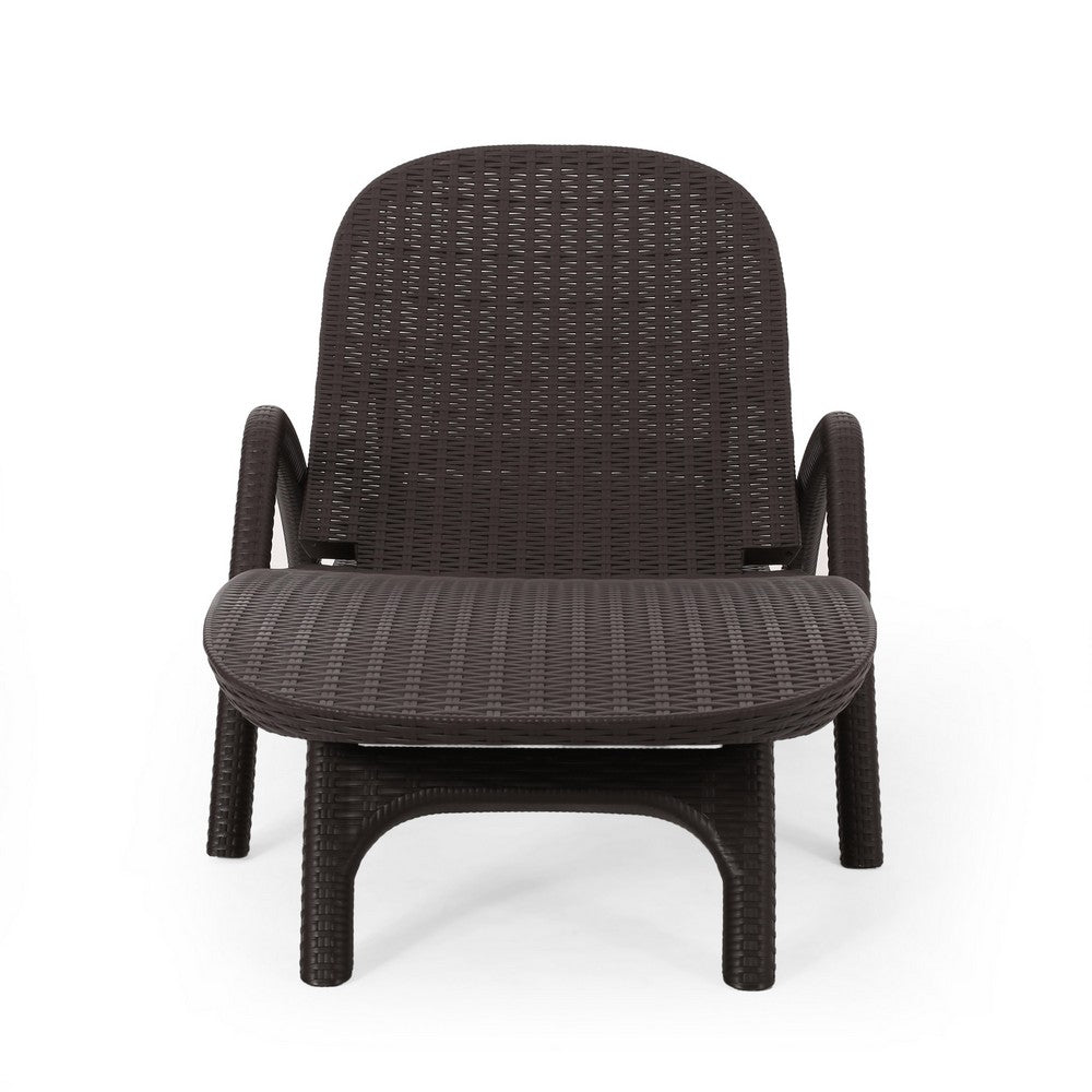 Michael Chaise Lounger, Dark Brown Outdoor Resin Wicker Frame, 77 Inch By Casagear Home