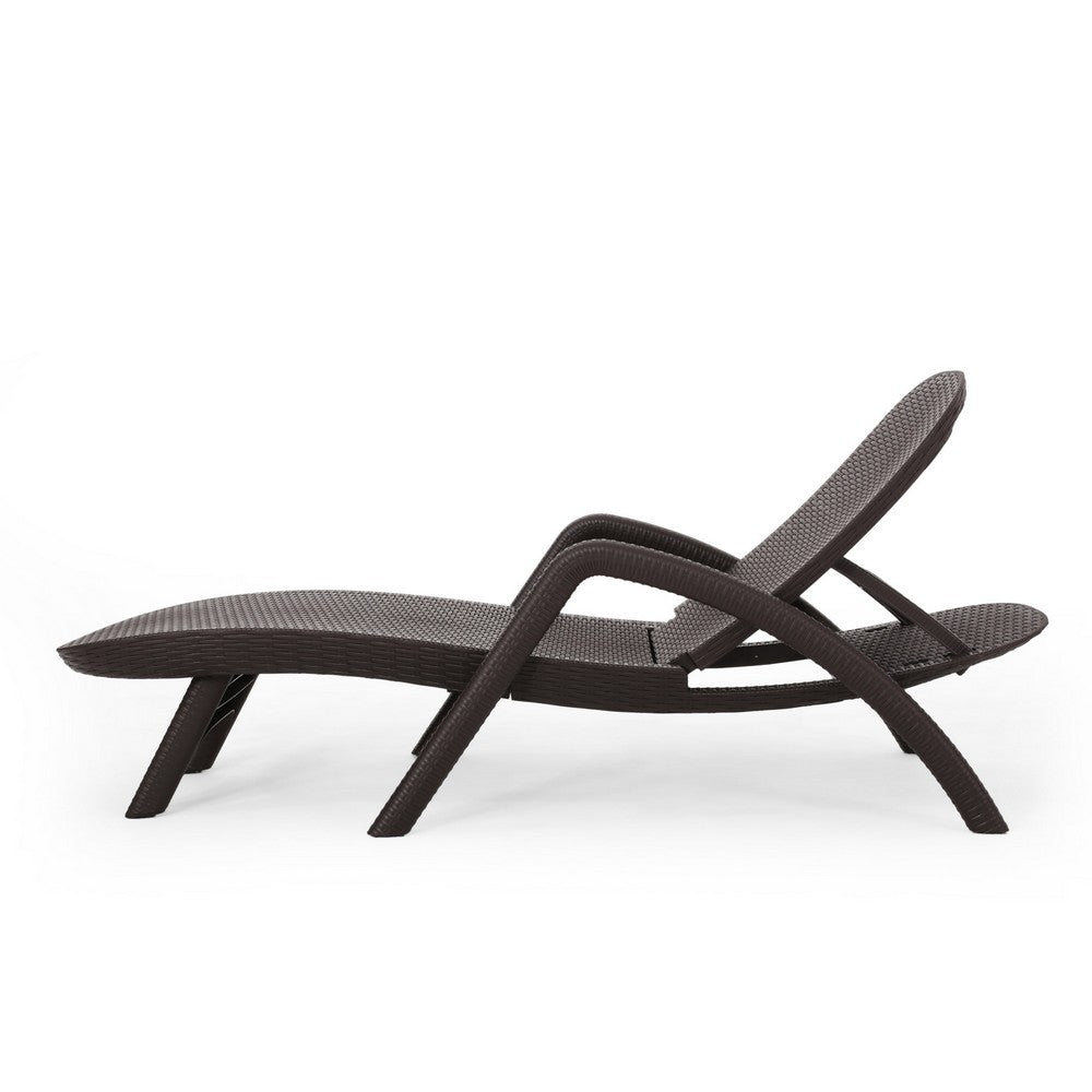 Michael Chaise Lounger, Dark Brown Outdoor Resin Wicker Frame, 77 Inch By Casagear Home