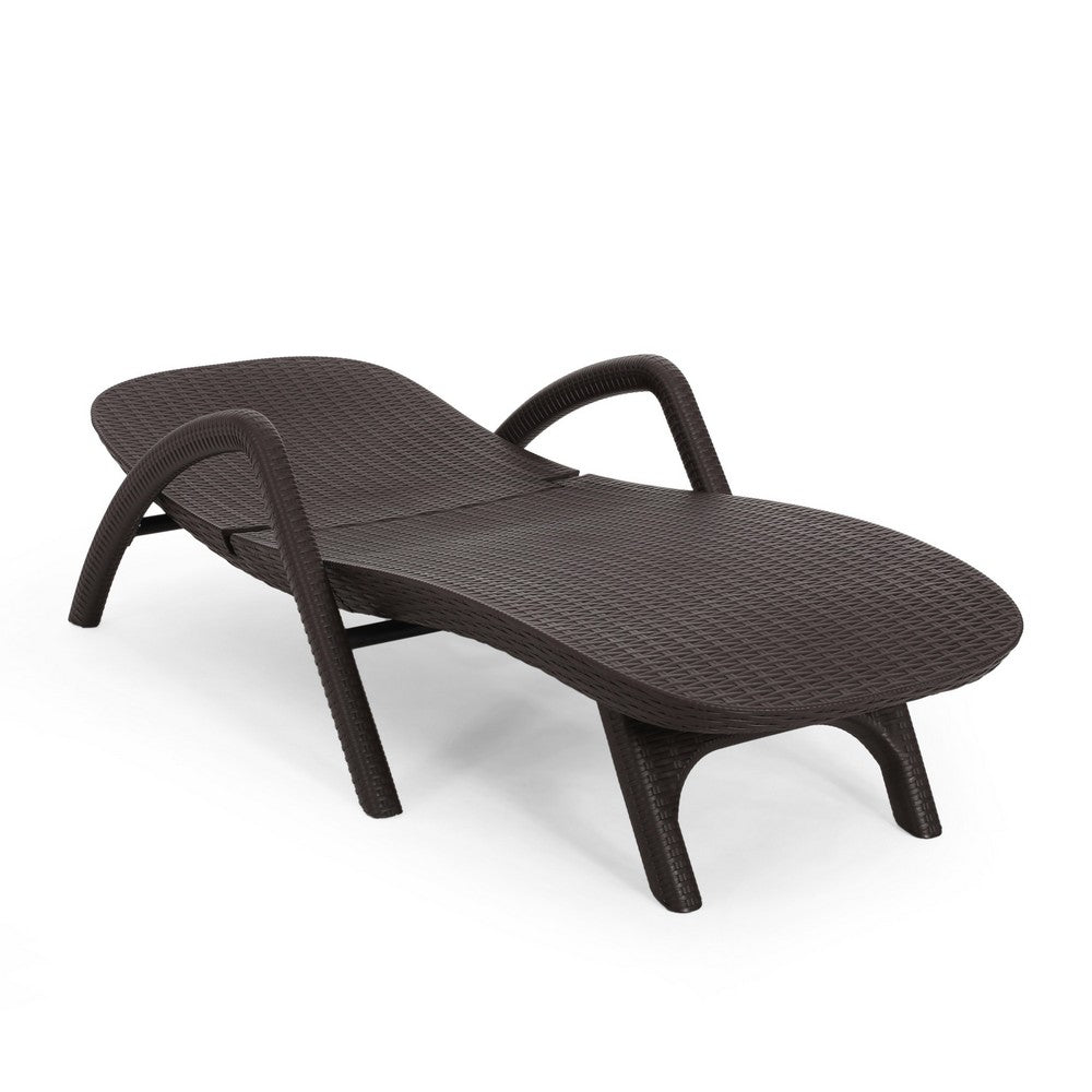 Michael Chaise Lounger, Dark Brown Outdoor Resin Wicker Frame, 77 Inch By Casagear Home