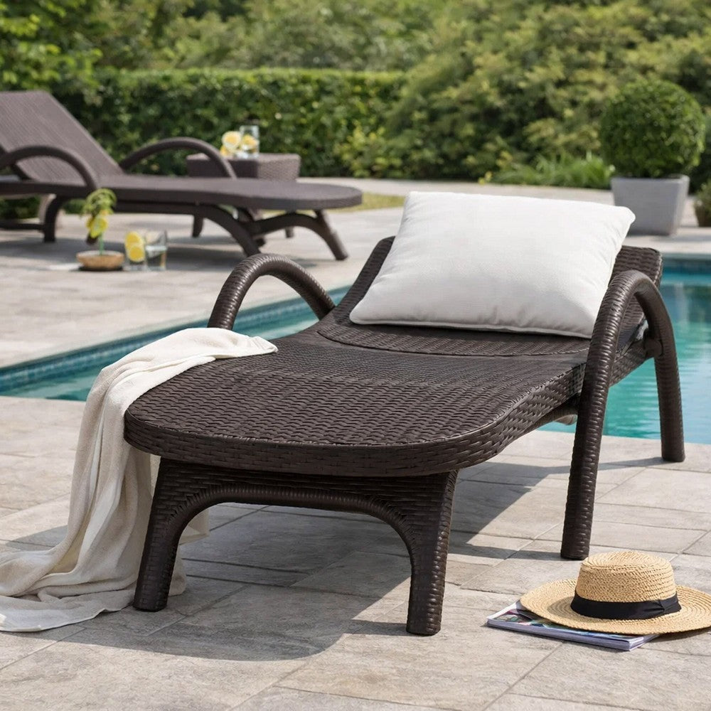 Michael Chaise Lounger, Dark Brown Outdoor Resin Wicker Frame, 77 Inch By Casagear Home