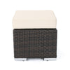 Sanie Ottoman, Beige Waterproof Seat, Brown Outdoor Rattan Wicker, 16 Inch By Casagear Home