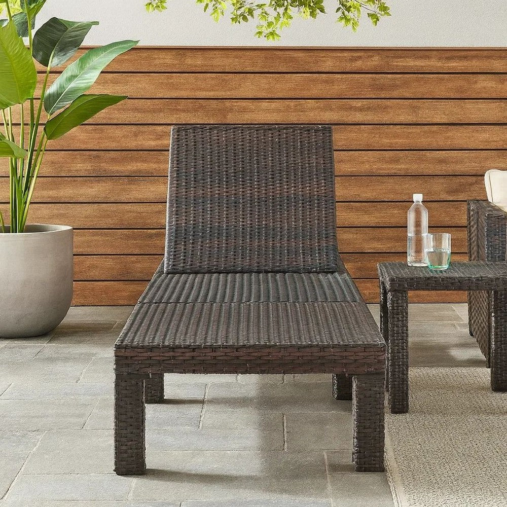 Jamia Chaise Lounger, Brown Wicker, Iron, Adjustable Backrest, 77 Inch By Casagear Home