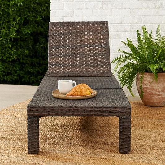 Jamia Chaise Lounger, Brown Wicker, Iron, Adjustable Backrest, 77 Inch By Casagear Home