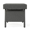 Mach Snack Table Dark Gray Outdoor Safe Wicker and Iron Frame 24 Inch By Casagear Home BM321253