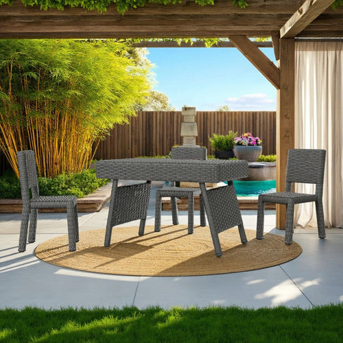 Mach Snack Table, Dark Gray Outdoor Safe Wicker and Iron Frame, 24 Inch By Casagear Home