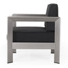 Kisa Accent Chair Black Fabric Soft Cushions Outdoor Silver Aluminium By Casagear Home BM321254