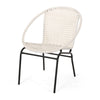 Linca Outdoor Side Chair Set of 2 White Faux Rattan Seat Black Iron By Casagear Home BM321257