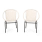 Linca Outdoor Side Chair, Set of 2, White Faux Rattan Seat, Black Iron By Casagear Home