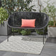 Remma Loveseat Outdoor Rattan Basket Woven Black Iron Frame 52 Inch By Casagear Home BM321258