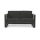 Vinia Loveseat, Outdoor Dark Gray Polyester, Wood Accents, Black, 57 Inch By Casagear Home