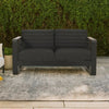 Vinia Loveseat, Outdoor Dark Gray Polyester, Wood Accents, Black, 57 Inch By Casagear Home