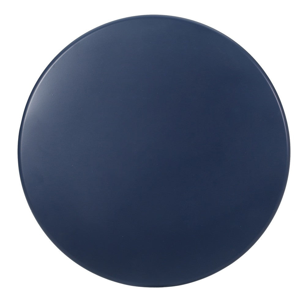 Nian Side Table Round Top Hourglass Outdoor Navy Blue Iron 18 Inch By Casagear Home BM321260