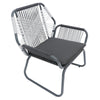 Ciao Accent Club Chair Set of 2, Outdoor Gray Cushions, Gray Rope and Steel By Casagear Home
