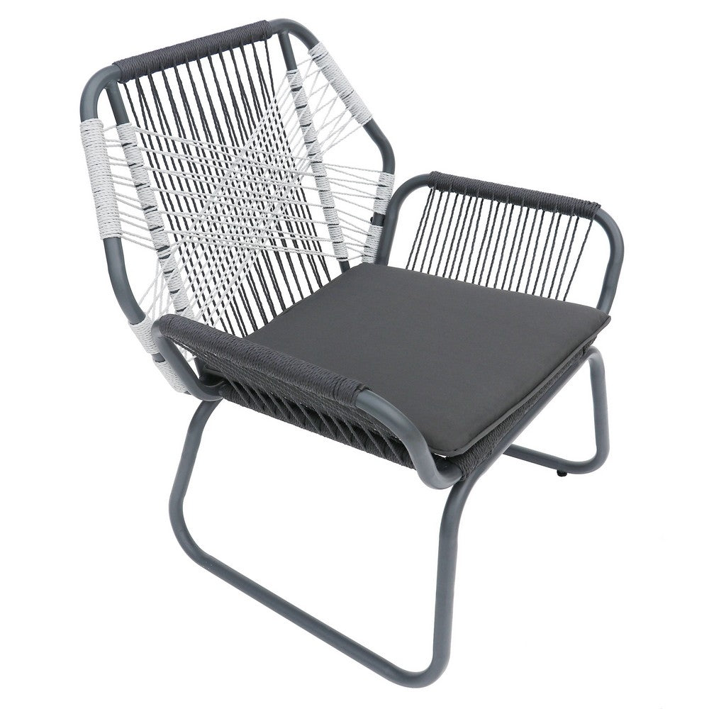 Ciao Accent Club Chair Set of 2, Outdoor Gray Cushions, Gray Rope and Steel By Casagear Home