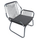 Ciao Accent Club Chair Set of 2, Outdoor Gray Cushions, Gray Rope and Steel By Casagear Home