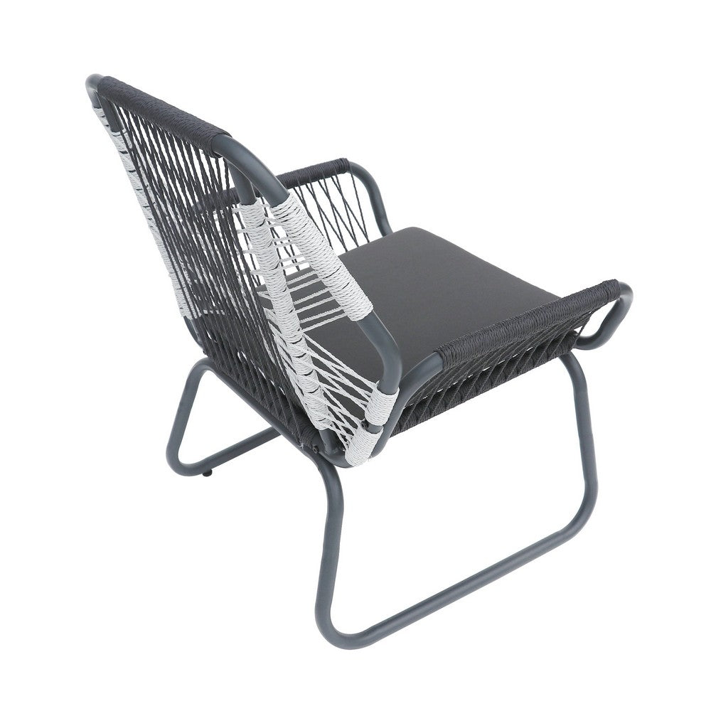 Ciao Accent Club Chair Set of 2, Outdoor Gray Cushions, Gray Rope and Steel By Casagear Home