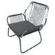Ciao Accent Club Chair Set of 2, Outdoor Gray Cushions, Gray Rope and Steel By Casagear Home