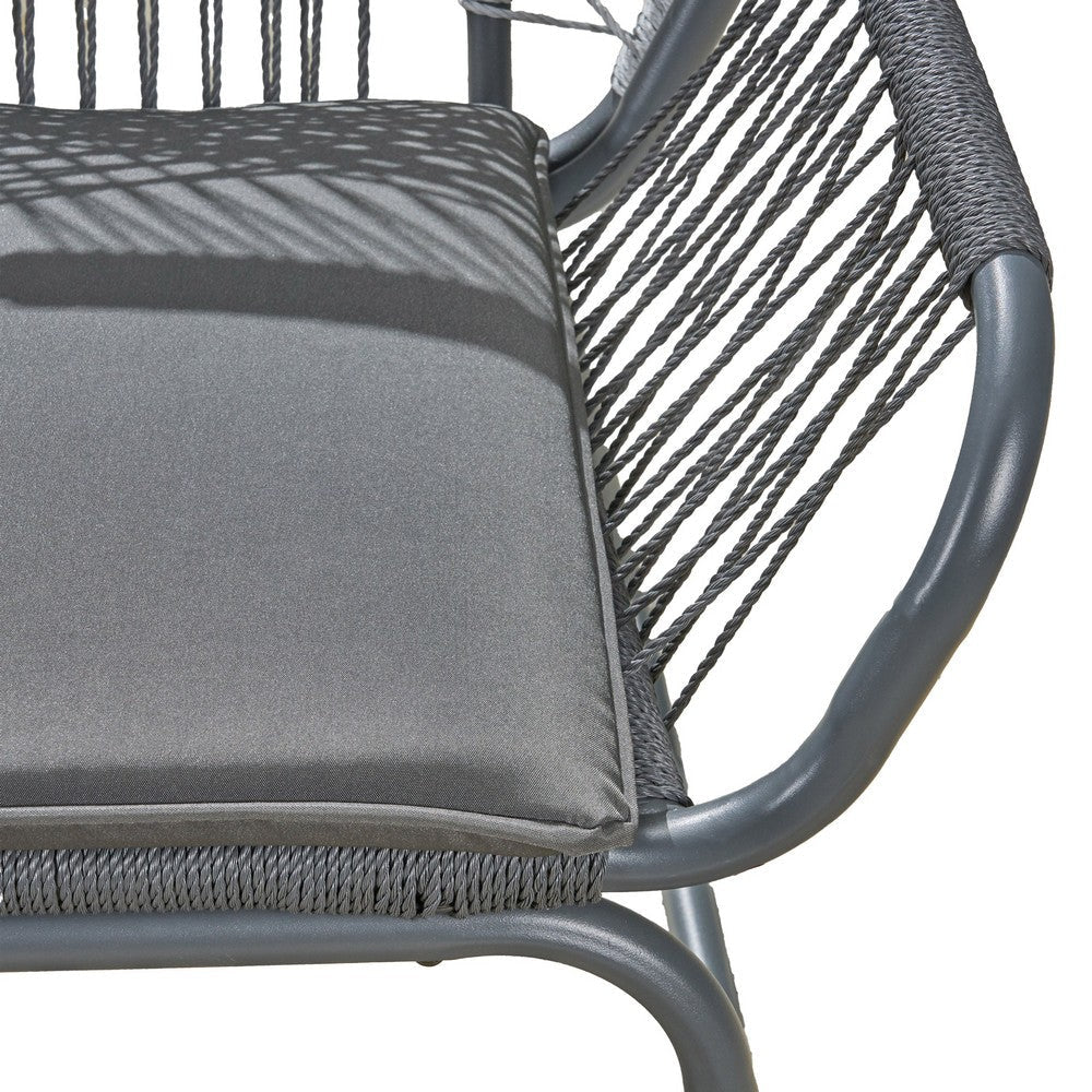 Ciao Accent Club Chair Set of 2 Outdoor Gray Cushions Gray Rope and Steel By Casagear Home BM321261