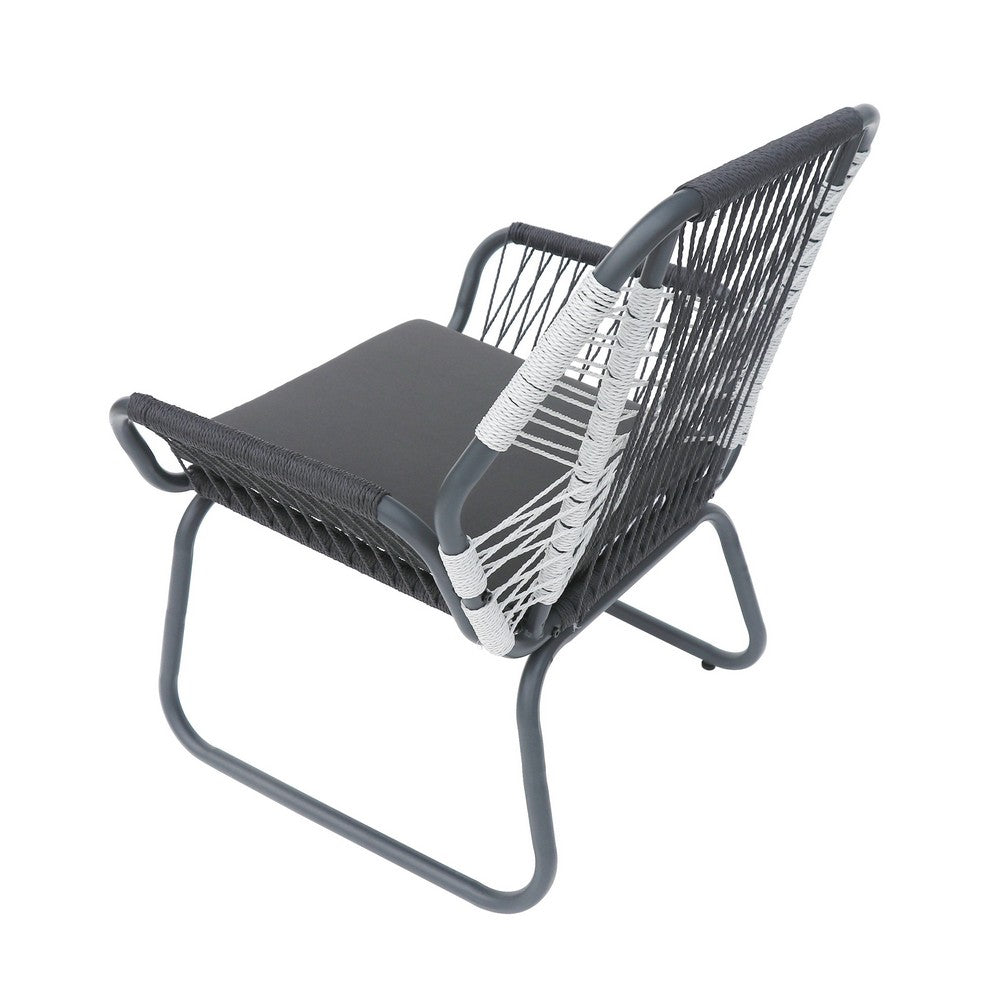 Ciao Accent Club Chair Set of 2, Outdoor Gray Cushions, Gray Rope and Steel By Casagear Home