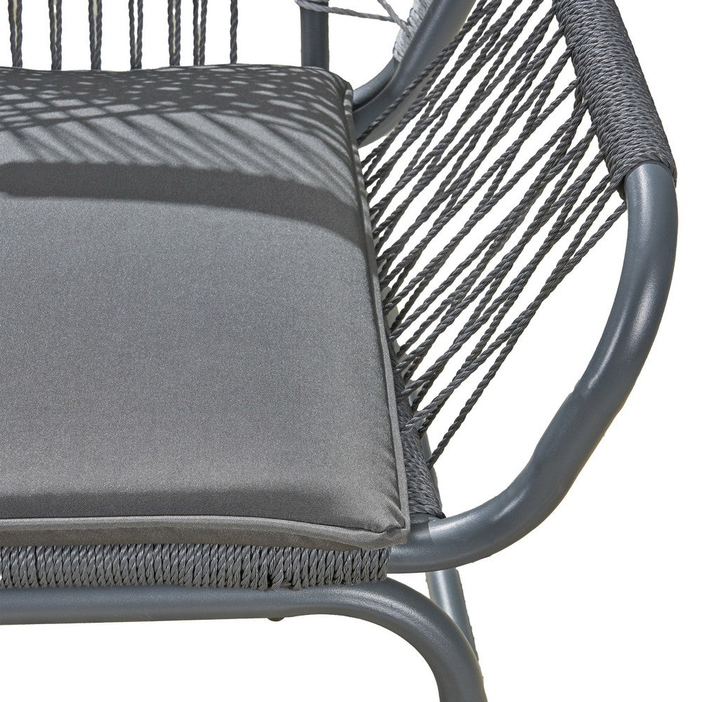 Ciao Accent Club Chair Set of 2, Outdoor Gray Cushions, Gray Rope and Steel By Casagear Home
