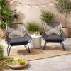 Ciao Accent Club Chair Set of 2, Outdoor Gray Cushions, Gray Rope and Steel By Casagear Home
