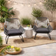 Ciao Accent Club Chair Set of 2, Outdoor Gray Cushions, Gray Rope and Steel By Casagear Home