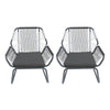 Ciao Accent Club Chair Set of 2, Outdoor Gray Cushions, Gray Rope and Steel By Casagear Home