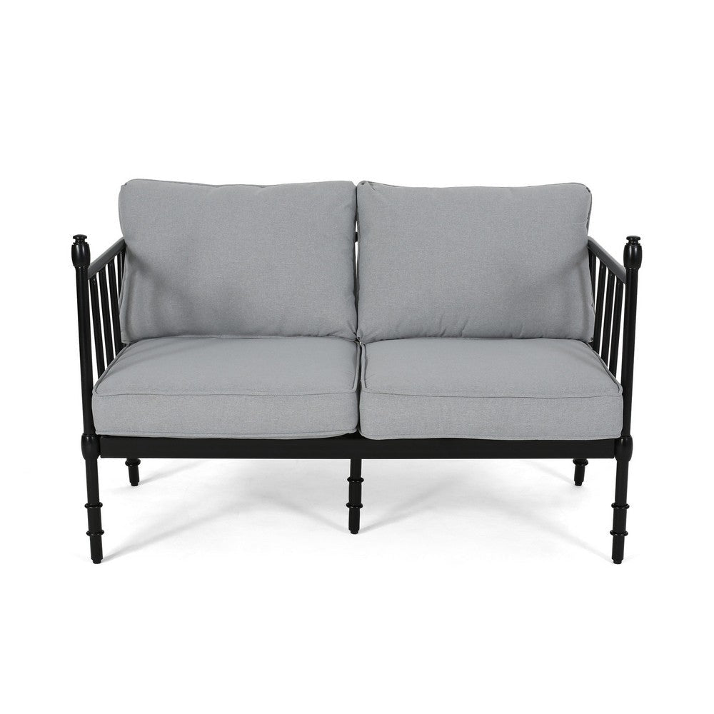 Sookie 2pc Loveseat and Coffee Table Outdoor Light Gray Matte Black By Casagear Home BM321263