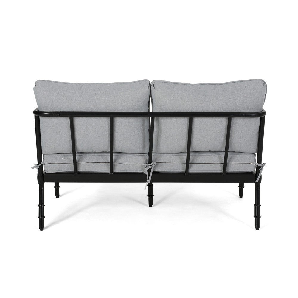 Sookie 2pc Loveseat and Coffee Table Outdoor Light Gray Matte Black By Casagear Home BM321263