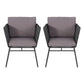 Outdoor Accent Chair Set of 2, Woven Rope, Black Metal and Gray Olefin By Casagear Home