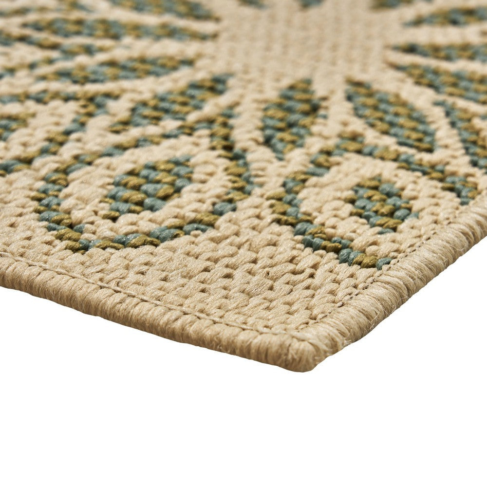 Monis Area Rug 8 x 10 Floral Patterns Power Loomed Ivory Indoor Outdoor By Casagear Home BM321270