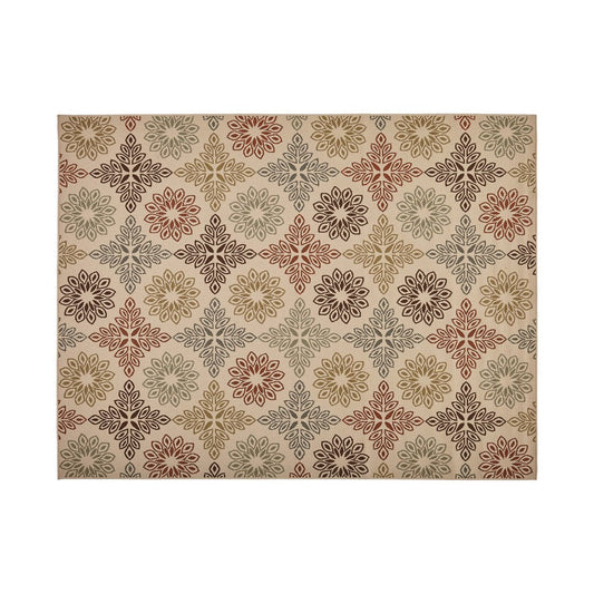 Monis Area Rug, 8 x 10, Floral Patterns, Power Loomed, Ivory Indoor Outdoor By Casagear Home